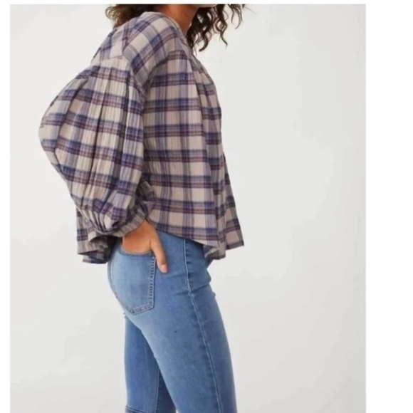 Free People Women's Jessi plaid Top Size Small - Picture 11 of 11